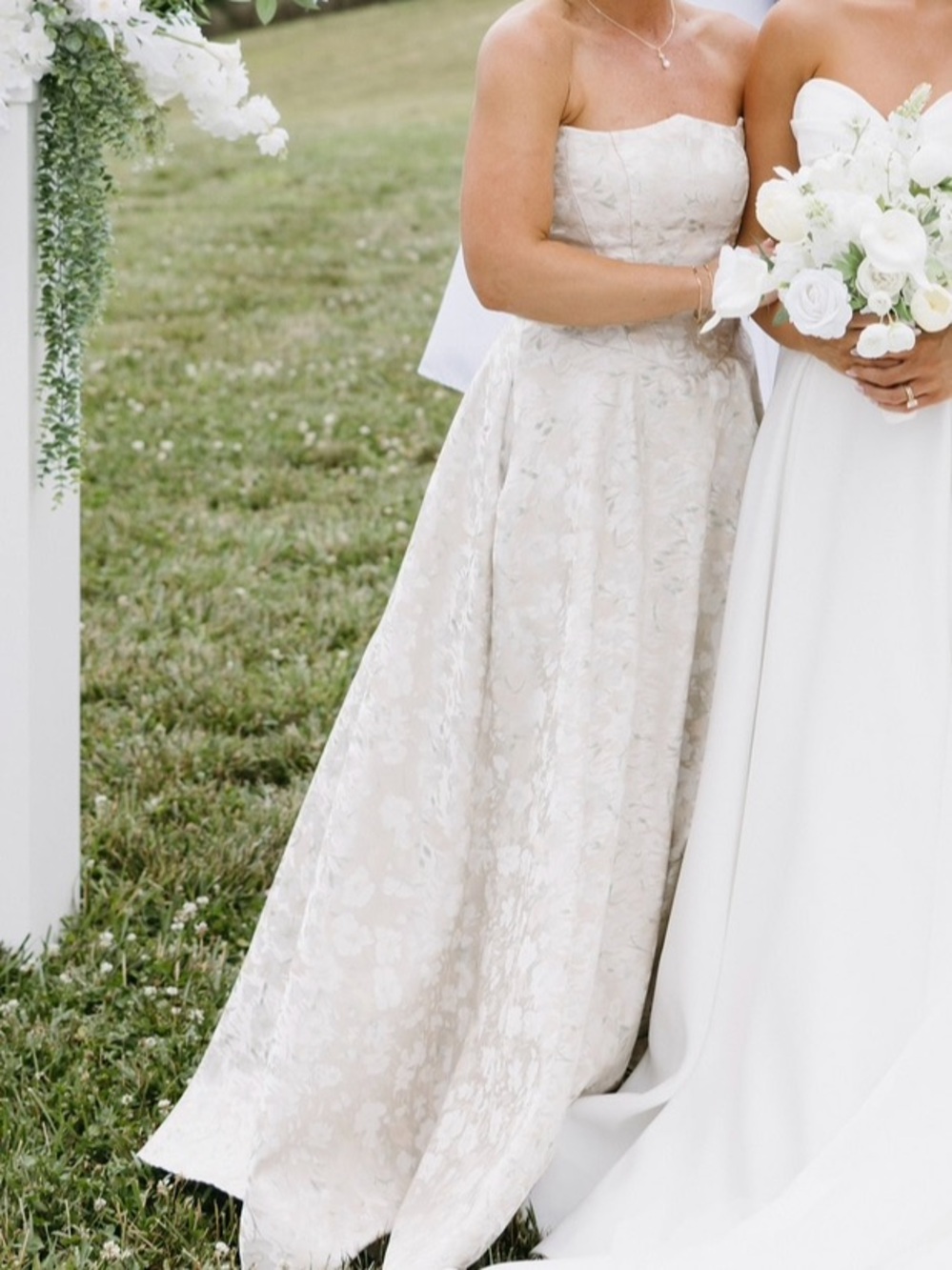 Azazie Atelier Strapless Dress. Cynda French Cream Maxi.